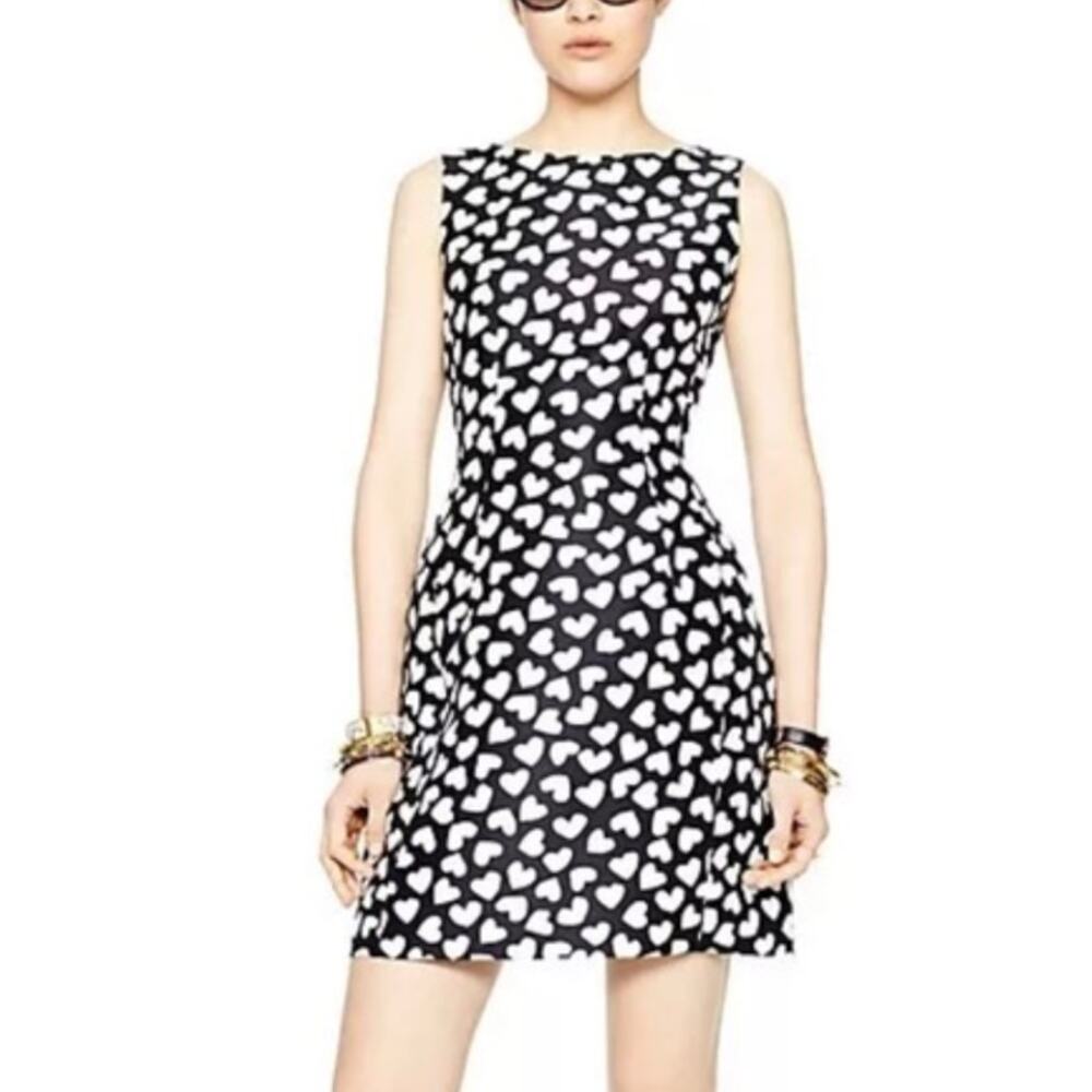 kate spade Black and White Heart Print Mini Dress